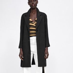 ZARA WOMEN LONG COAT WITH POCKETS LRG NWT $129 tag